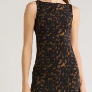Theory Black and Brown Patterned Dress